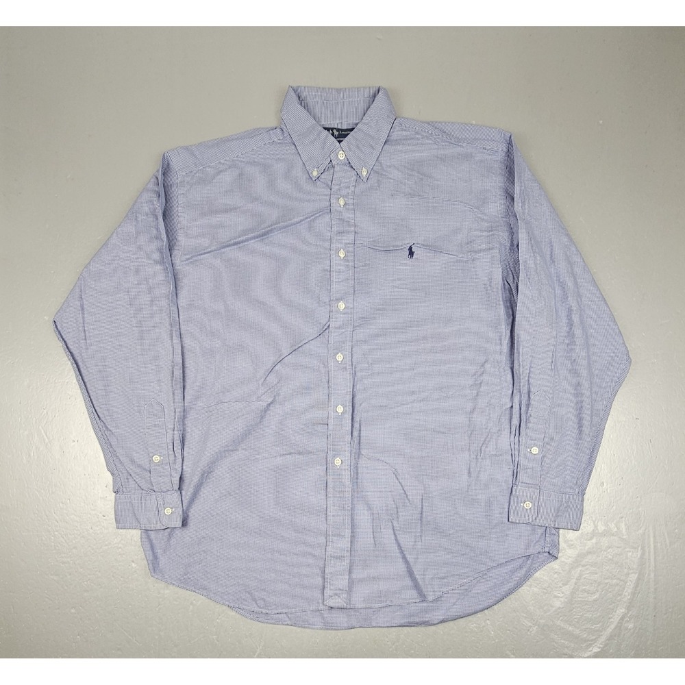 Vintage 90s Polo Ralph Lauren Button Down Shirt Mens XL Blake Micro Houndstooth